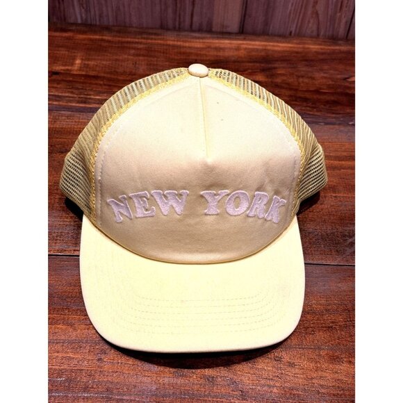 HUF New York Yellow Mesh Trucker Snapback Hat Unisex Adjustable Embroidered Cust - Picture 2 of 4